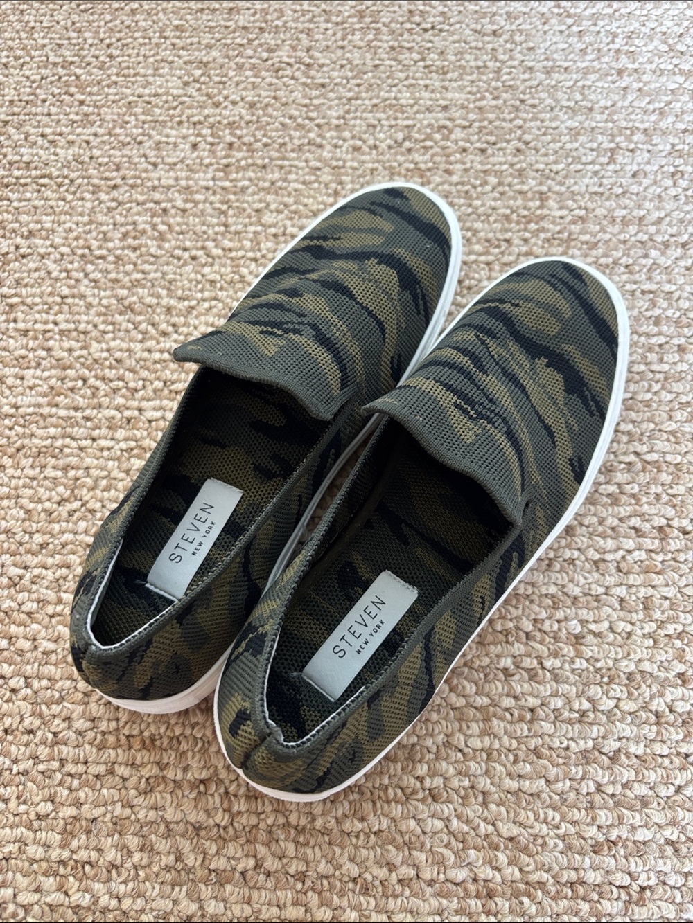 Steven By Steve Madden Green Camouflage Slip-On Knit Sneakers